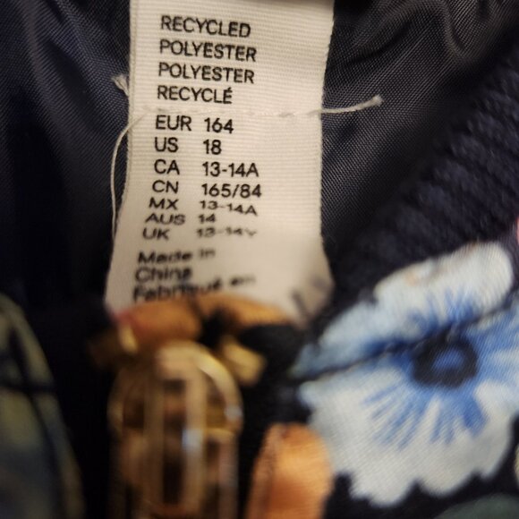Angela McKay x H&M Floral Satin Girls Bomber Jacket Size US 18 - Picture 5 of 8